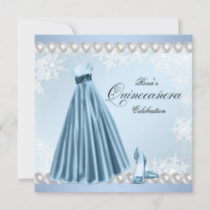 Baby Blue Snowflake Quinceanera Einladung