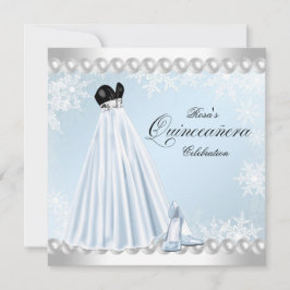 Baby Blue Snowflake Quinceanera Einladung