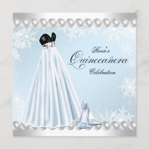 Baby Blue Snowflake Quinceanera Einladung
