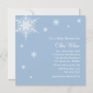 Baby Blue Snowflakes Dusche Einladung