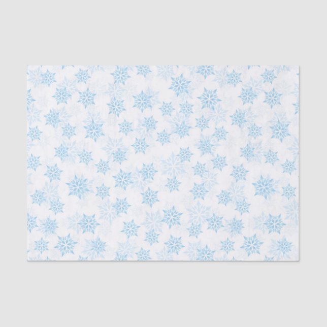 Baby Blue Snowflakes White Christmas Seidenpapier (Vorderseite)