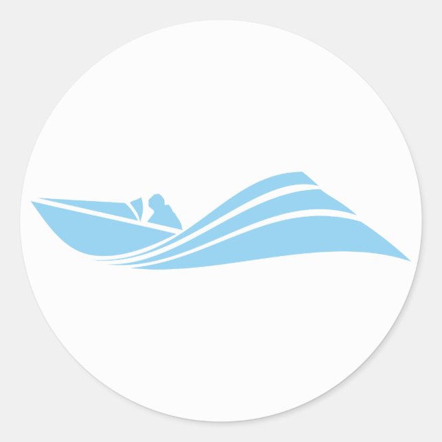 Baby Blue Speed Boat Runder Aufkleber (Vorderseite)