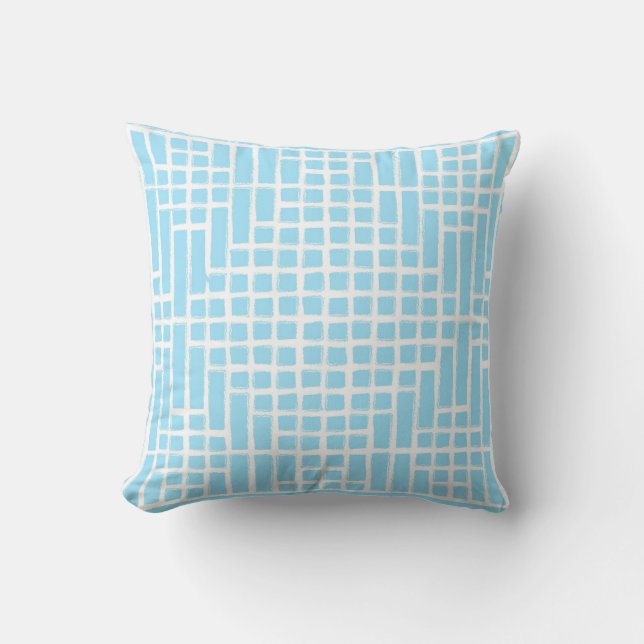 Baby Blue Square Pattern Kissen (Vorderseite)