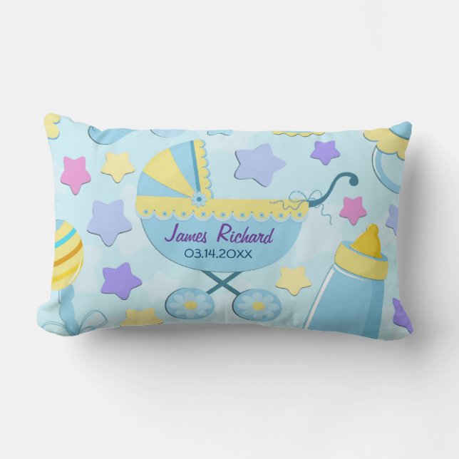Baby Blue Stars und Carriage Keepake Pillow Lendenkissen (Vorderseite)