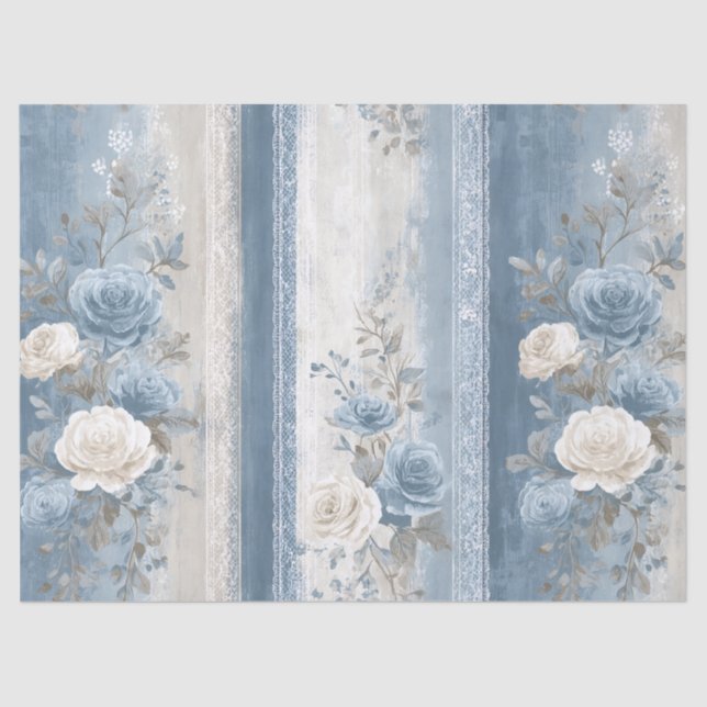 Baby Blue Stripe & Lace Seidenpapier (Vorderseite)