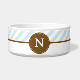 Baby Blue Stripes Custom Monogram Pet Bowl Napf
