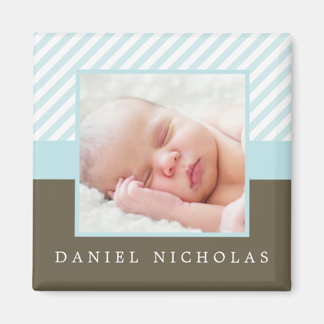 Baby Blue Stripes Foto Magnet (Vorne)