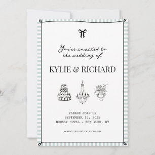 Baby Blue Striping Edge Save the Date Einladung