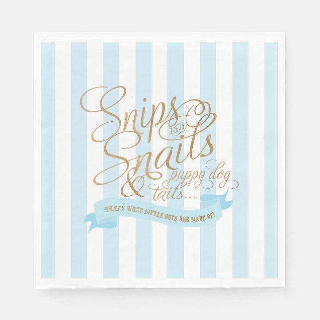 Baby Blue Strips und Snails Papier Napkins Serviette (Vorderseite)