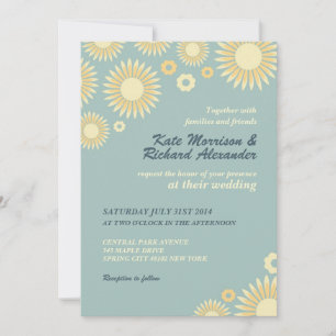 Baby Blue Süße Sonnenblumen-Hochzeitseinladung Einladung