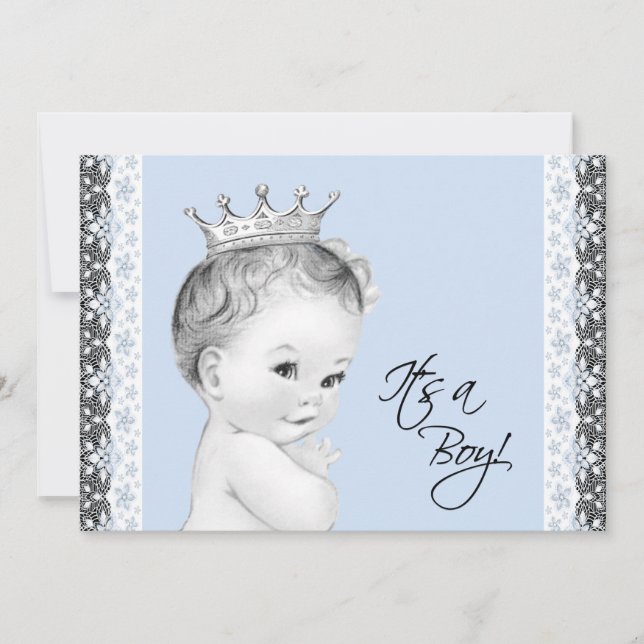 Baby Blue Sweet Little Prince Baby Dusche Einladung (Vorderseite)