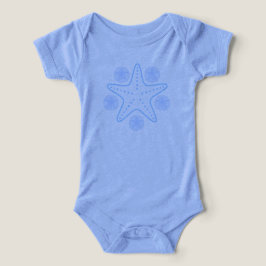 Baby blue tee shirt for boy with starfish shells