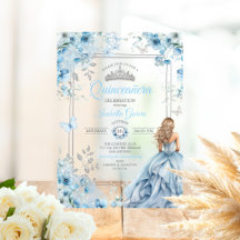 Baby Blue Tiara Florale Schmetterlinge Quinceañera