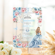 Baby Blue Tiara Florale Schmetterlinge Quinceañera