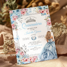 Baby Blue Tiara Florale Schmetterlinge Quinceañera
