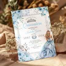 Baby Blue Tiara Florale Schmetterlinge Quinceañera