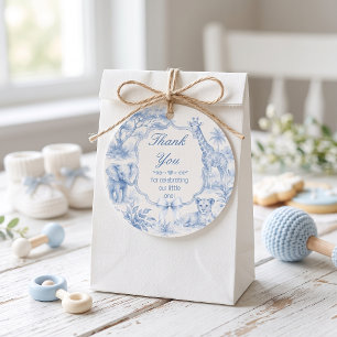 Baby Blue Toile Safari Baby Shower Dankeschön-Rund Runder Aufkleber