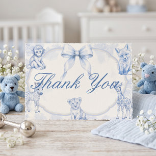 Baby Blue Toile Safari Baby Shower Dankeskarten Mitteilungskarte
