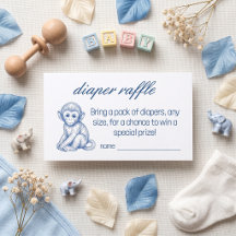 Baby Blue Toile Safari Baby Shower Windel-Raffel I