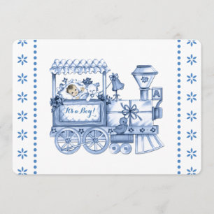 Baby Blue Train Baby Boy Dusche Einladung
