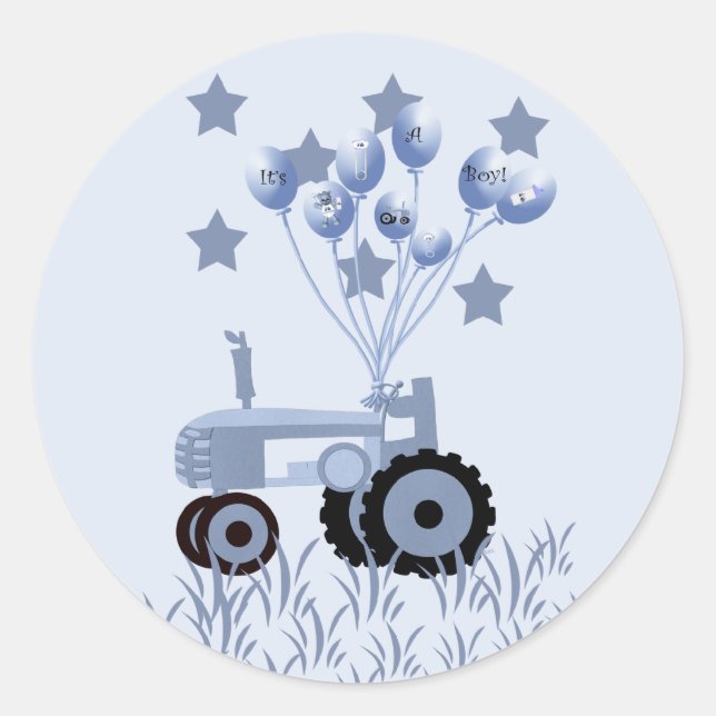 Baby Blue Traktor mit Balloons Stickers (Vorderseite)