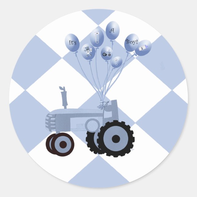 Baby Blue Traktor mit Balloons Stickers (Vorderseite)