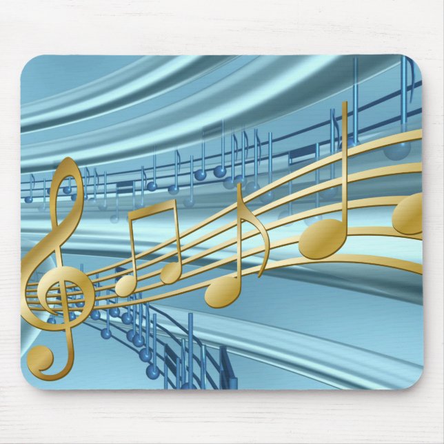 Baby Blue Trendige Musiknoten Mousepad (Vorne)