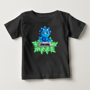 Baby Blue Triceratops Dinosaur Black Baby T - Shir T-shirt