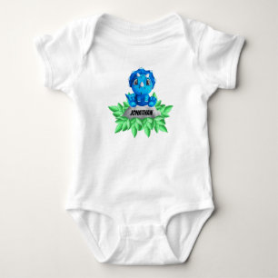 Baby Blue Triceratops Dinosaur Strampler