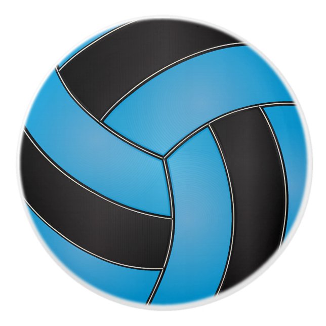 Baby Blue und Black Volleyball Keramikknauf (Vorderseite)