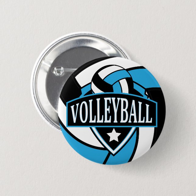 Baby Blue und Black Volleyball Logo Button (Vorne & Hinten)