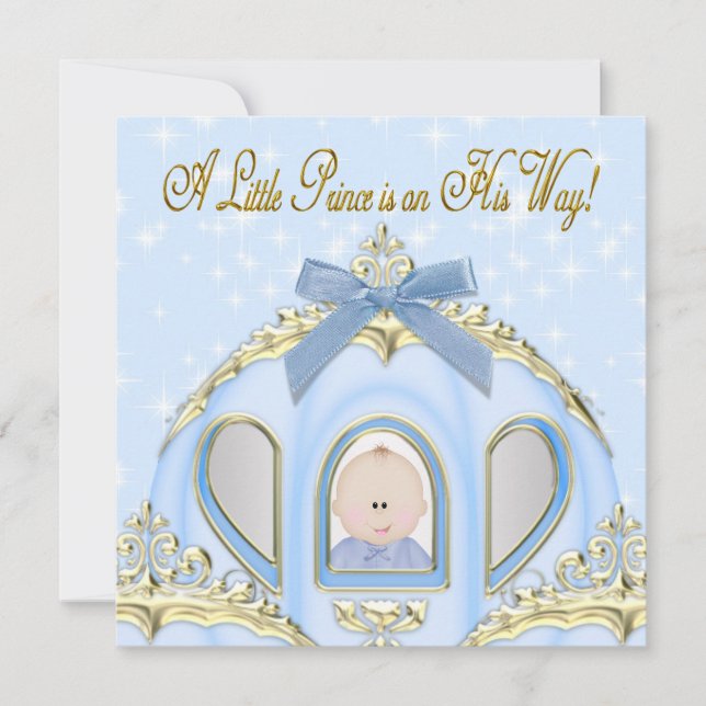 Baby Blue und Gold Prince Baby Dusche Einladung (Vorderseite)