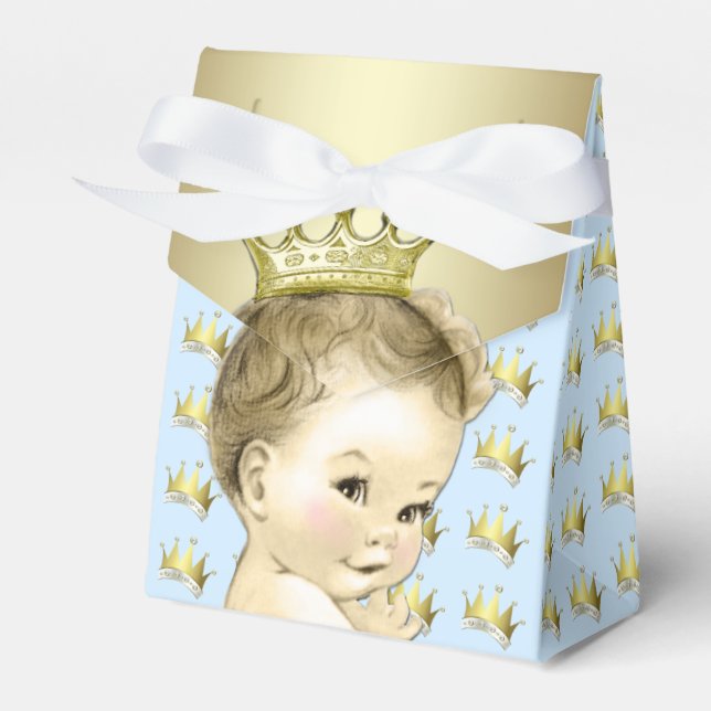 Baby Blue und Gold Prince Baby Dusche Geschenkschachtel (Vorderseite)
