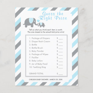 Baby Blue und Gray Stripe Elephant - Price Flyer