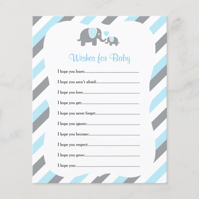 Baby Blue und Gray Stripe Elephant - Wünsche Flyer (Vorne)