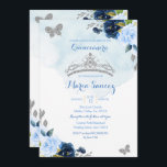 Baby Blue und Navy Butterfly Charra 15. Anos 3 Einladung<br><div class="desc">Baby Blue and Navy Butterfly Charra 15. Anos 3 Einladung Mis Quince Anos,  15. Geburtstag, </div>
