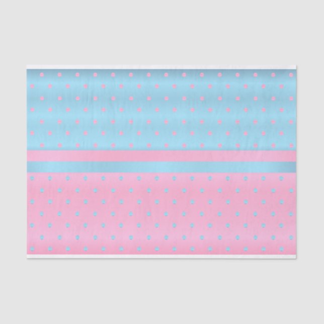 Baby Blue und Pastellrosa Polka-Dosen Seidenpapier (Vorderseite)