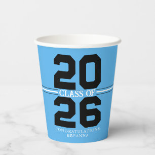Baby Blue und schwarze personalisierte Abschlusskl Pappbecher