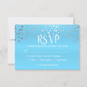 Baby Blue und Silver Confetti Dots - UAWG RSVP Karte
