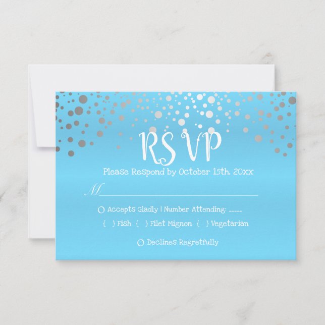 Baby Blue und Silver Confetti Dots - UAWG RSVP Karte (Vorderseite)
