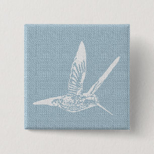 Baby Blue und White Elegant Hummingbird Button
