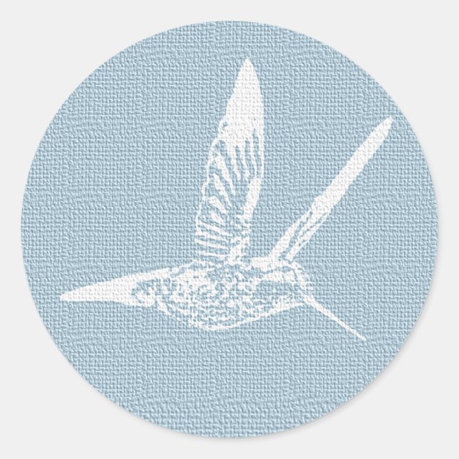 Baby Blue und White Elegant Hummingbird Runder Aufkleber (Vorderseite)
