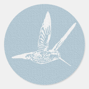 Baby Blue und White Elegant Hummingbird Runder Aufkleber