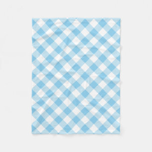 Baby Blue und White Large Diagonal Gingham Karos Fleecedecke