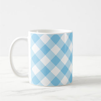 Baby Blue und White Large Diagonal Gingham Karos Kaffeetasse