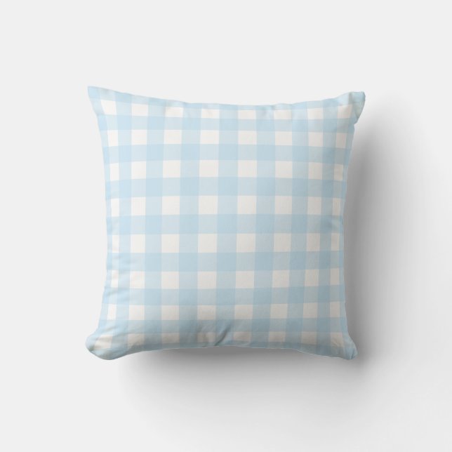 Baby Blue und White Large Gingham Pattern. Kissen (Vorderseite)
