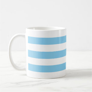 Baby Blue und White Large Horiz. Streifenmuster Kaffeetasse