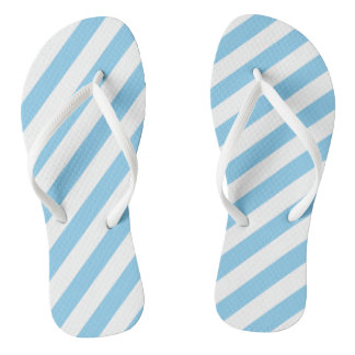 Baby Blue und White Large Size Diagonalstreifen Flip Flops
