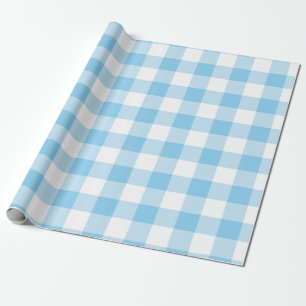 Baby Blue und White Large Size Gingham Karos Geschenkpapier