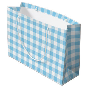 Baby Blue und White Large Size Gingham Karos Große Geschenktüte
